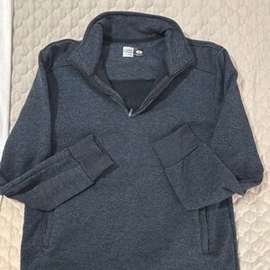 Gray Zip Up Sweater with Textured Fabric and Relaxed Fit